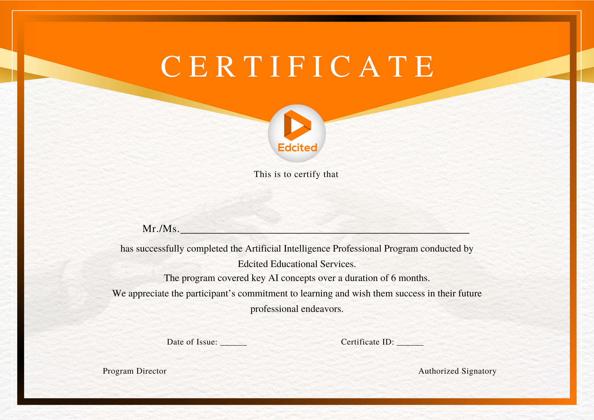 certificate get on course completion